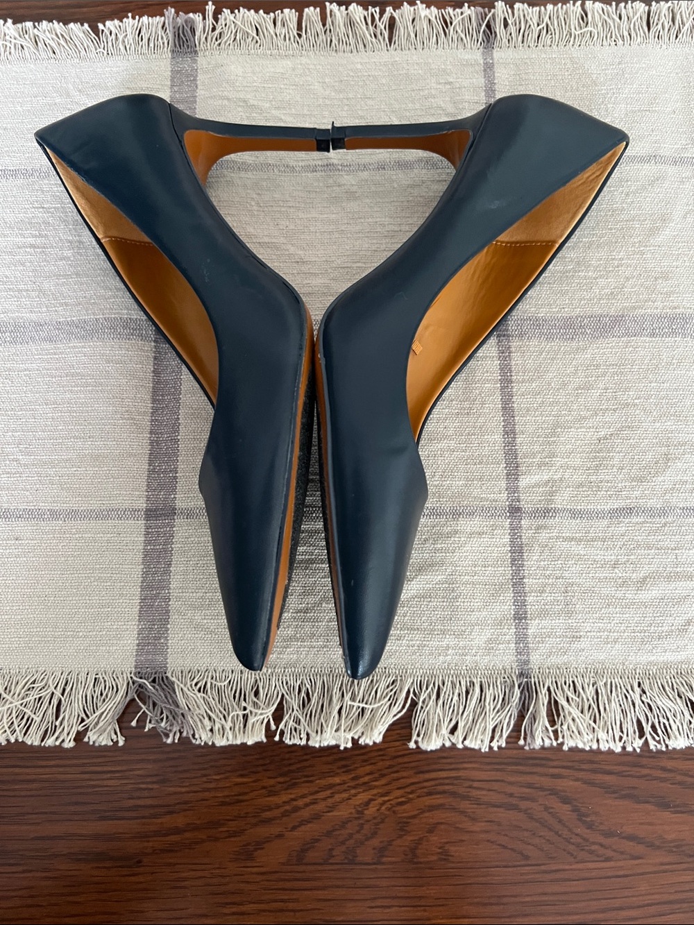 Zara Navy Pointed Toe Leather Pumps - Picture 10 of 14